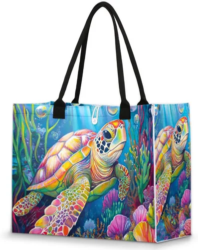 Vista 37 de Pardick Bolsa de mano reutilizable para mujer, bolsa de viaje, trabajo, compras, piscina y playa, A-04, Mediana