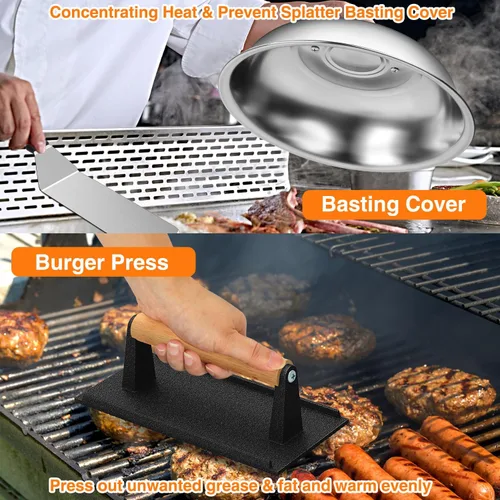 Vista 6 de Kit de accesorios para parrilla, juego de 25 piezas de accesorios de parrilla de parte superior plana para Blackstone y Camp Chef, juego