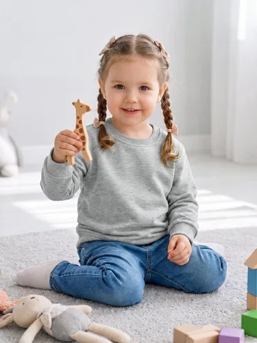 Vista 7 de Cooraby Paquete de 3 sudaderas para bebés y niñas pequeñas, sudadera de cuello redondo sin capucha, sudadera de manga larga con capucha