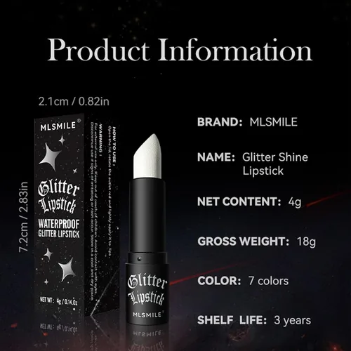Vista 8 de Lápiz labial Diamond - Brillo de labios y sombra de ojos impermeable de larga duración, con purpurina, copa antiadherente de alto brillo, brillo