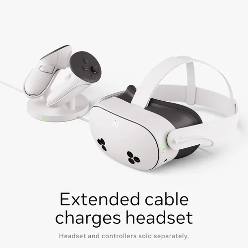Vista 3 de Meta Quest Compact Charging Dock — Works with Meta Quest 3/3S — Extended Headset Charging Cable — Wireless Charging for Touch Plus Controllers