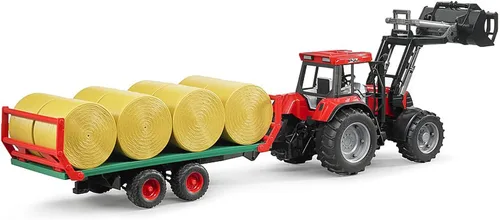 Vista 4 de Bruder 02220 Bale Transport Trailer Farm Toy, 8 balas redondas, escala 1:16