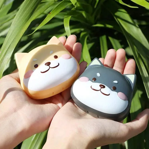 Vista 2 de Rain House Paquete de 2 bonitas fundas para lentes de contacto, caja de almacenamiento para lentes de contacto Shiba Inu, soporte portátil