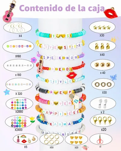 Vista 7 de Goldwise Kit de pulsera de la amistad, 3 cajas, 6240 piezas, 48 colores, kits de fabricación de pulseras con cuentas de arcilla, 2880 cuentas