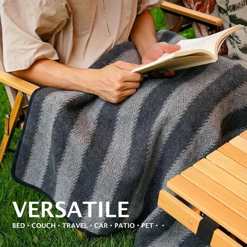 Vista 8 de PuTian - Manta de lana merina para campamento, 36" x 63", ideal para cama, sofá, camping, exteriores, viajes, emergencia - Manta grande, cálida