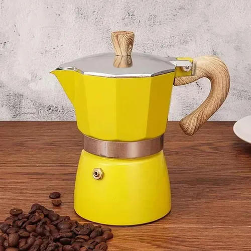 Vista 5 de Olla italiana de moca, olla de café expreso, 3/6 tazas, mango de madera, olla de café expreso moca para uso en el hogar y campamento
