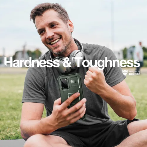 Vista 5 de Dexnor Funda para Samsung Galaxy S20+ Plus 5G, [Protector de pantalla y soporte integrados] Protección de grado militar resistente a prueba de Verde