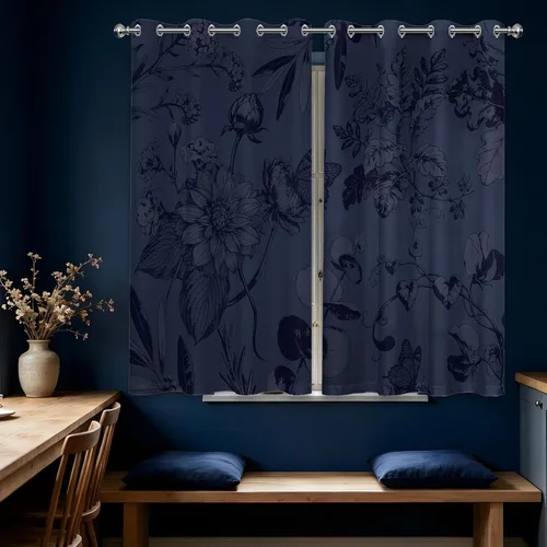 Vista 12 de Cortinas opacas negras y doradas, cortinas modernas de mediados de siglo para dormitorio, sala de estar, 63 pulgadas de largo, juego de 2 paneles