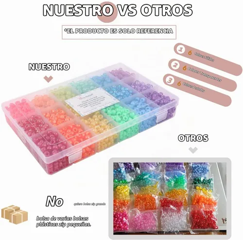 Vista 7 de Cuentas de pelo de 18 colores de 0.354 in para trenzas de cabello, kit de cuentas de pony arcoíris para hacer joyas, cuentas Kandi para hacer