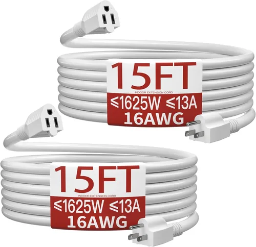Vista 85 de Cable de extensión corto de 16/3 de 1 pie, cable de extensión negro flexible y duradero, cable de alimentación de 3 clavijas para interiores