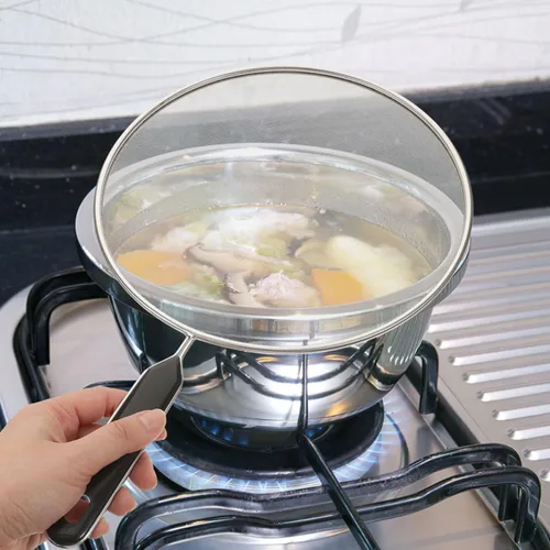 Vista 6 de 3pcs Stainless Steel Fine Mesh Oil Splatter Guard with Handle