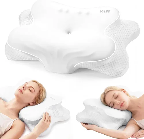 Vista 11 de VYLEE Almohada cervical para el cuello, almohada de contorno de espuma Azul