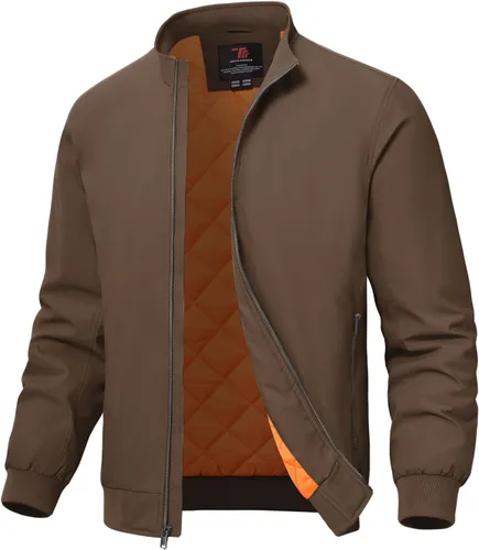 Vista 13 de TBMPOY Men's Winter Lightweight Bomber Jackets Water Resistant Fall Casual Windbreakers Quilted Full Zip Windproof Work Coats