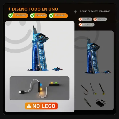 Vista 4 de LIGHTAILING Luz para Lego- 76269 Avengers-Tower - Kit de iluminación LED compatible con el modelo de bloques de construcción Lego - NO incluido