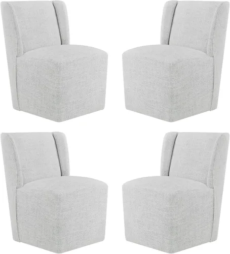 Vista 19 de KISLOT Juego de 1 sillas de comedor tapizadas con ruedas, color beige