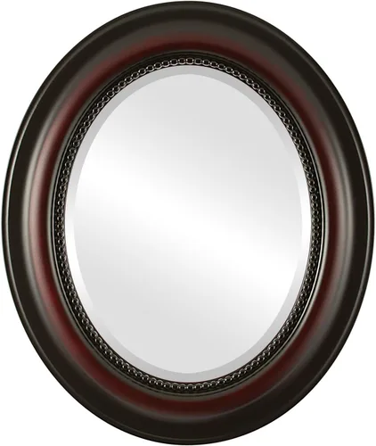 Vista 6 de OVALCREST Espejo de pared ovalado biselado para decoración del hogar, estilo patrimonial, espray plateado, dimensiones exteriores de 25 x 29 pulgadas