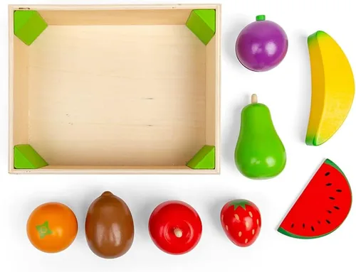 Vista 6 de Bigjigs Toys Caja de frutas de madera - Comida para jugar y juguetes de rol
