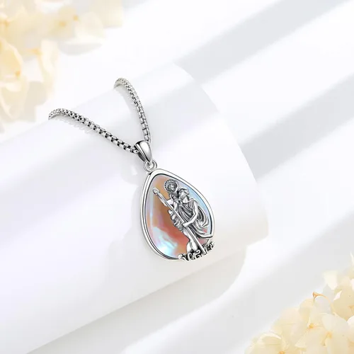 Vista 20 de Vito Collar de plata de ley 925 para mujeres y hombres, San Benito, crucifijo, Caravaca, San Cristóbal, San Judas, medalla patronal, amuleto