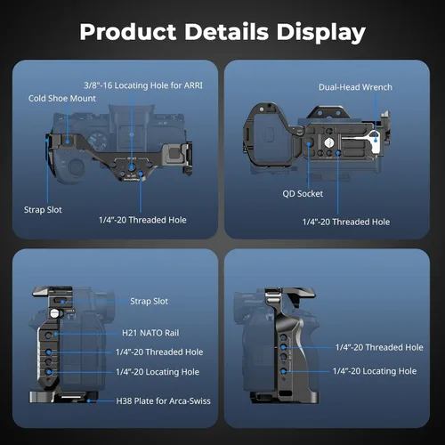 Vista 2 de SmallRig HawkLock Kit de jaula de liberación rápida para Sony Alpha 7R V/Alpha 7 IV/Alpha 7S III/Alpha 7 V, jaula completa con mango superior