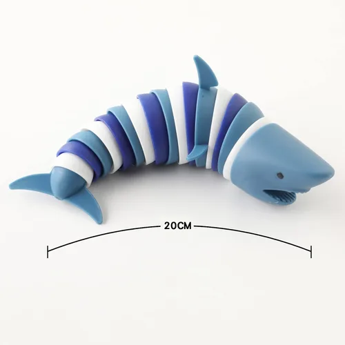 Vista 2 de Juguete Fidget Slug, Juguete de Mano de Tiburón Articulado Estirable en 3D para Aliviar el Estrés, Juguetes Sensoriales para Alivio del Estrés