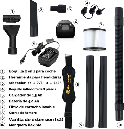 Vista 2 de Vacmaster Professional 4 galones, 24V MAX aspiradora inalámbrica húmeda/seca para taller con batería de 4.0Ah - DVTB244 0201