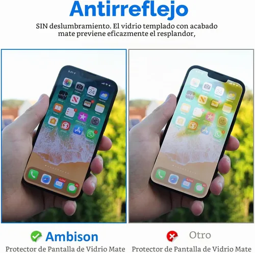 Vista 3 de [Paquete de 2] Ambison Protector de Pantalla de Vidrio Mate Diseñado para iPhone 16e/iPhone 14/iPhone 13/13 Pro, Marco de Instalación/Sin
