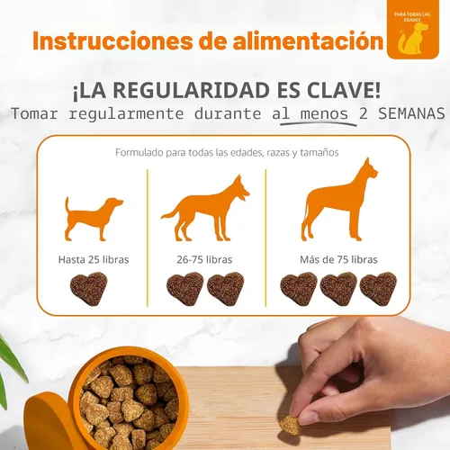 Vista 4 de Omega 3 alimento para perros, suplemento de aceite de pescado, alimento natural para piel saludable sin pulgas, mejora huesos y articulaciones