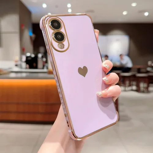 Vista 181 de phylla Funda de teléfono compatible con Samsung Galaxy A12 de 6.5 pulgadas, lindo corazón chapado en oro, elegante funda de lujo para mujer