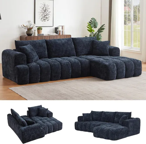 Vista 11 de Camillas deshuesadas de 108.3 pulgadas para sala de estar, sofá modular de nube con diván de gran tamaño, sofá deshuesado en forma de L con asiento