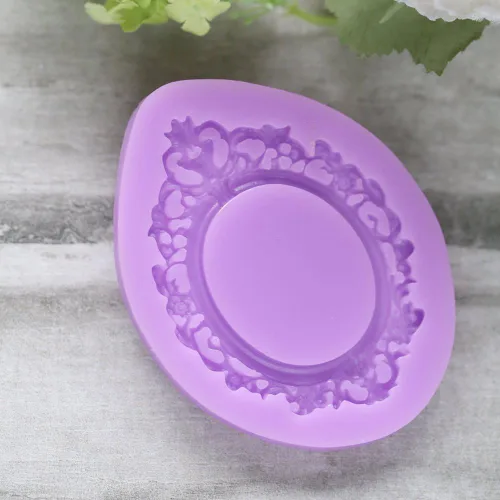 Vista 7 de Marco de espejo Molde de silicona Fondant Sugarcraft Cake Decorating Tools Chocolate Candy Mold-S