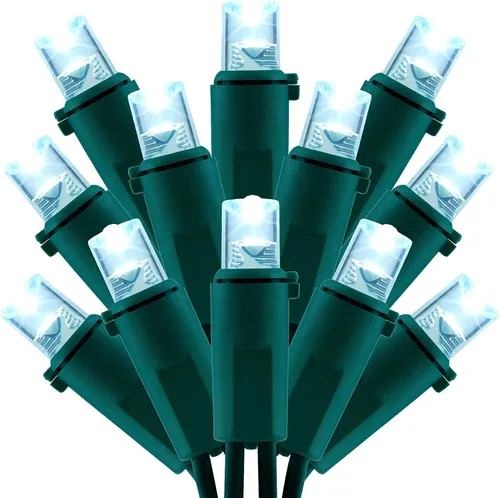 Vista 11 de 200 unidades de luces navideñas LED de ángulo amplio blanco cálido, 66 pies de cable verde, juego de luces de cadena festivas UL certificadas