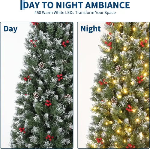 Vista 4 de IDEALHOUSE Árbol de Navidad artificial preiluminado de 7.5 pies Blanco