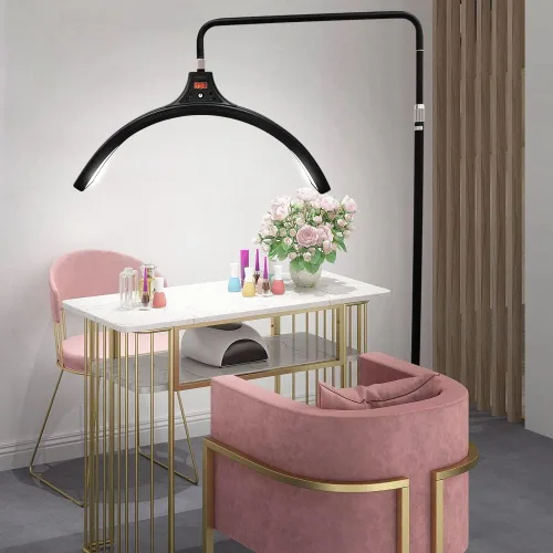 Vista 8 de Lámpara LED de piso para esteticistas, tatuajes, PMU, maquillaje, lámpara de luna facialista - Iluminación para belleza, cuidado de la piel