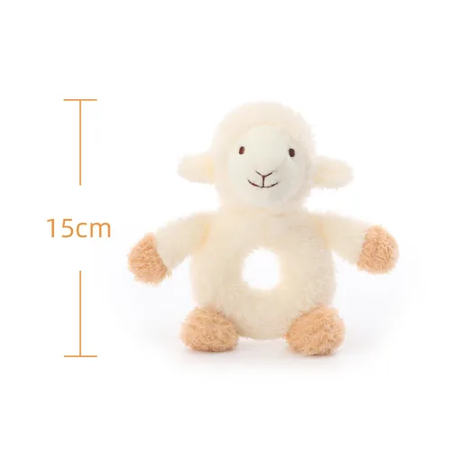 Vista 7 de Apricot Lamb Baby Lovey - Sonajero suave de cordero, animal de peluche para recién nacido, agitador suave con agarre de mano para más de 0 meses