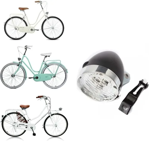 Vista 3 de BlueSunshine - Lámpara de luz delantera para bicicleta, estilo vintage, retro, 3 luces LED con soporte