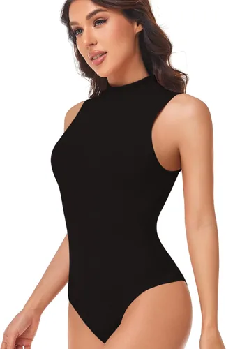 Vista 4 de GXXGE Camiseta sin mangas con cuello de tortuga simulada para mujer