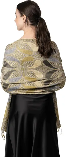 Vista 4 de Achillea Bufanda suave y sedosa de cachemira multicolor pashmina de doble capa