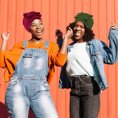 Vista 6 de Babalet Turbante elástico africano doble capa sombreros suaves pre-atados capó envoltura para el cabello con volantes turbantes para mujeres negras