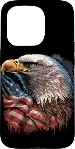 Vista 14 de Funda patriótica para iPhone 16 con diseño de ojos de águila calva americana