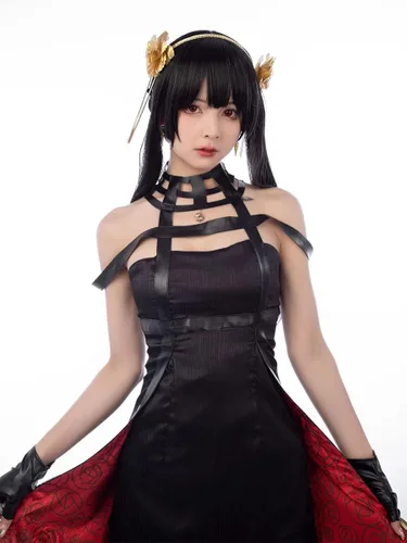 Vista 4 de Cosfun Yor Forger - Disfraz de cosplay negro C02883