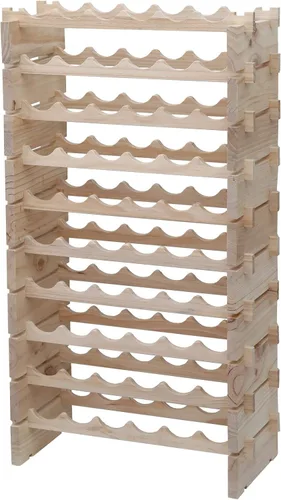 Vista 7 de Estante de madera maciza apilable para vino (60 botellas, color natural)
