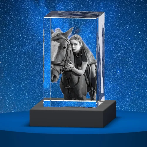 Vista 5 de Foto de cristal 3D personalizada con foto 3D grabada en 3D, regalo de imagen grabada con láser 3D con foto para mamá, papá, niños, regalo de Navidad