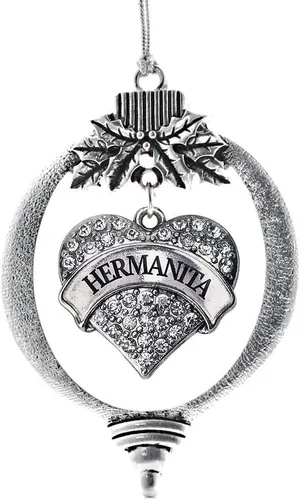 Vista 197 de Inspired Silver Adornos festivos de dije de corazón pave de plata con circonitas cúbicas