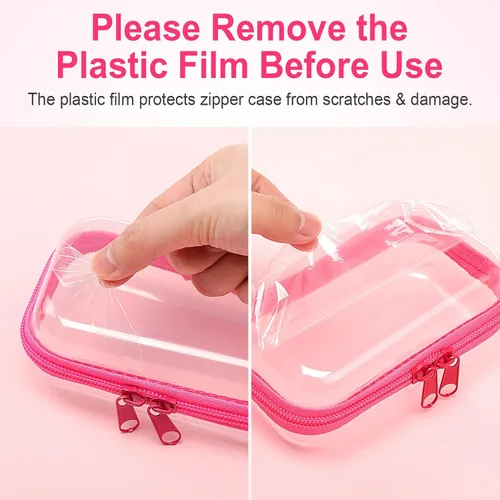 Vista 7 de Hoolerry 4 piezas de estuches rígidos transparentes con cremallera, bolsas de maquillaje, estuche de plástico para lápices, contenedores de caja