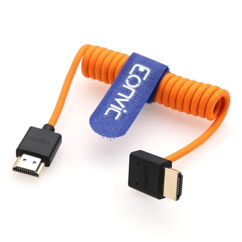 Vista 11 de 8K HDMI a abajo HDMI de alta velocidad negro en espiral trenzado cable para Sony A7S3 FX3 FX9 Canon C70 Z CAM E2 cámara Atomos Ninja V Shinobi Cable