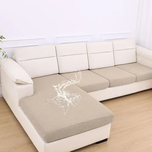 Vista 35 de Fundas impermeables para sofá seccional, fundas de cojín antideslizantes para sofá Ajuste seccional en forma de L, tela jacquard elástica, parte
