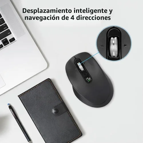 Vista 6 de INFINMIND Ratón Bluetooth inalámbrico, multidispositivo (BT1/BT2 + USB de 2.4 G) para laptop, iPad y Mac, desplazamiento de 4 vías con botones