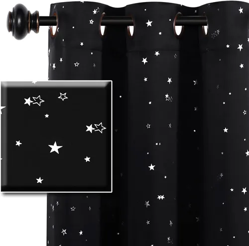 Vista 14 de H.VERSAILTEX Cortinas opacas con estrellas para habitación de niños y niñas, con bloqueo de luz completa, bonitas cortinas gruesas y suaves