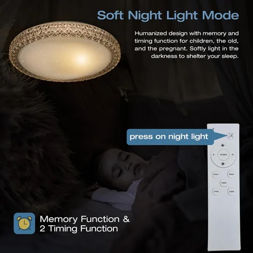 Vista 2 de OOWOLF Lámpara de techo LED, 40 W, 15.4 pulgadas, luz de techo regulable, brillo ajustable, lámpara de techo moderna cerca de luces de techo