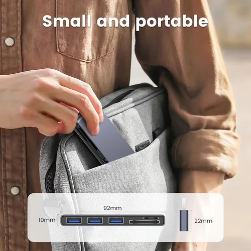 Vista 6 de MOGOOD Adaptador USB 5 en 1 para computadora portátil con SD/TF y 3.0 Multiport Adapter with 5Gbps, 2x USB 2.0 Ports, SD/TF Card Reader, for